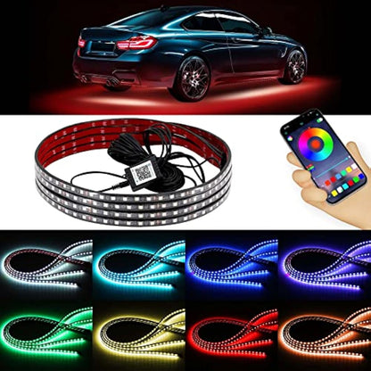 GDICONIC 4x RGB LED Under Car Tube Strip Underglow body Neon Light Kit Phone App Control RGB LED Strips Bluetooth Car Atmosphere Lights
