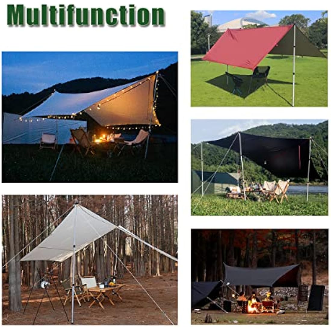 HIKEMAN Tent Poles Camping Poles for Tarp Awning Canopy Porch Sun Sails Tarpaulin Headroom Aluminium Adjustable Telescoping 90-230cm