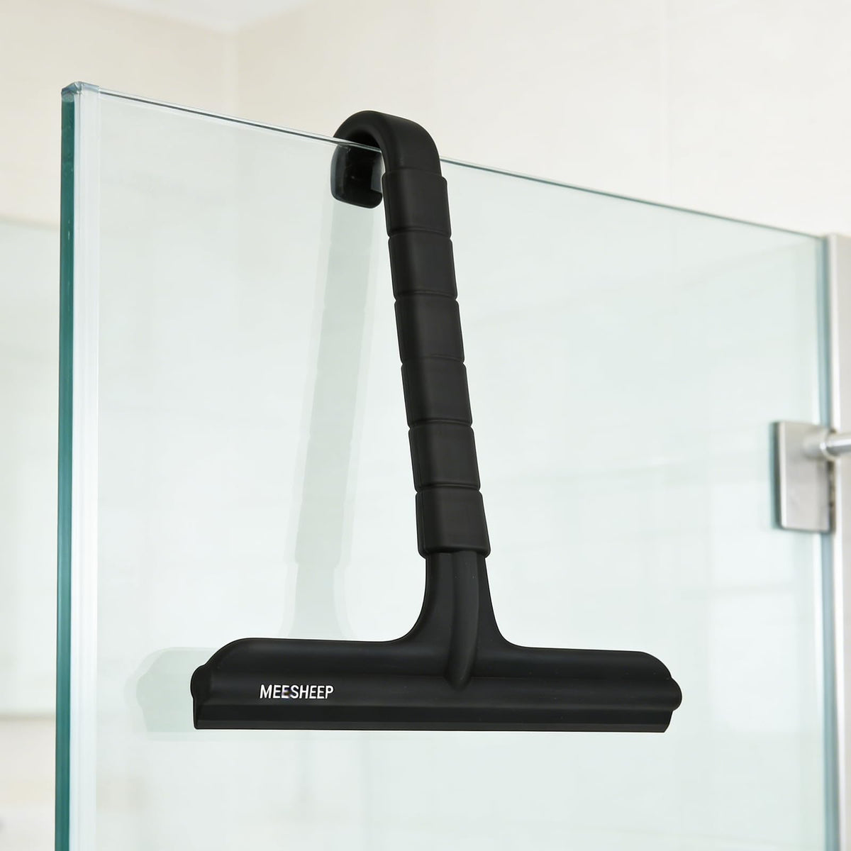 MEESHEEP Shower Squeegee Built-In Integrated Hook, 25 cm, Silicone, Black