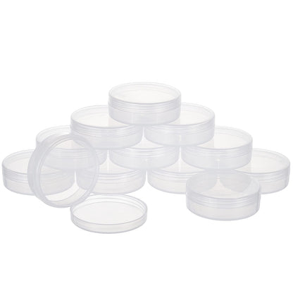 BENECREAT 20Pack PP Round Bead Storage Containers Cylinder Bead Containers Clear Storage Organizer Box 5.5x1.8cm with Screw Lids for Eye Shadow