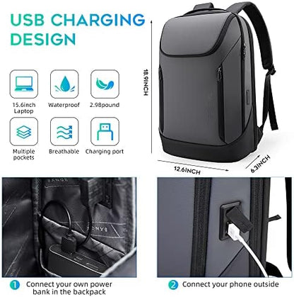 BANGE Business Smart Backpack Waterproof fit 15.6 Inch Laptop Backpack with USB Charging Port,Travel Durable Backpack