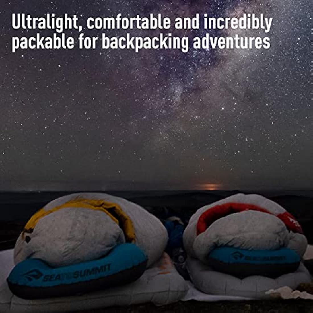 Sea to Summit - Aeros Ultralight Pillow L - Lightest Curved Inflatable Travel Pillow - Stretch-Knit 20D Polyester - Lock System - For Ultralight Backpacking - 44 x 32 x 14cm - Aqua Blue - 70g