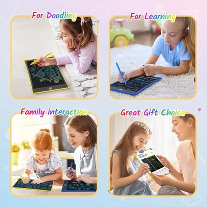 TECJOE 2 Pack LCD Writing Tablet, 10 Inch Colorful Doodle Board for Kids, Electronic Drawing Tablet Drawing Pads,Kids Travel Games Activity for Learning,Gifts for 3–6-Year-Old (Dark Blue and Yellow)