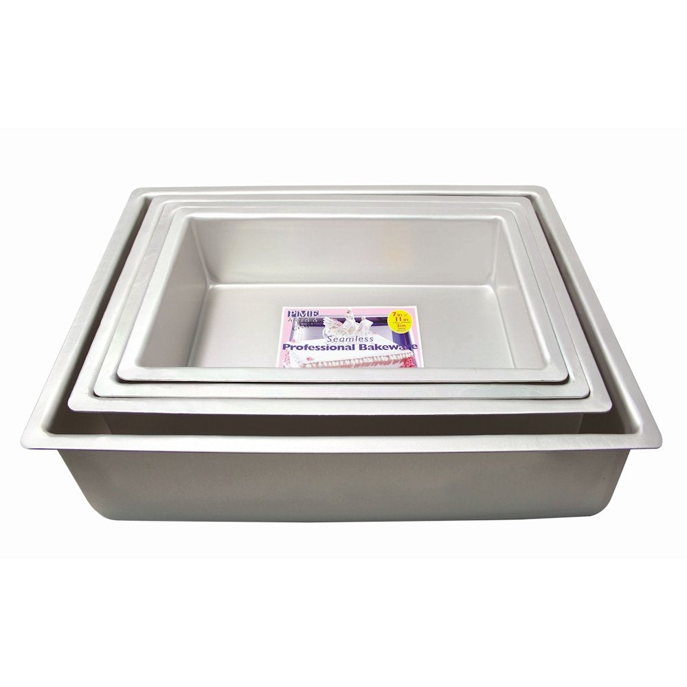PME OBL12163 Aluminium Oblong Cake Pan 12 x 16 x 3-Inch Deep , Silver