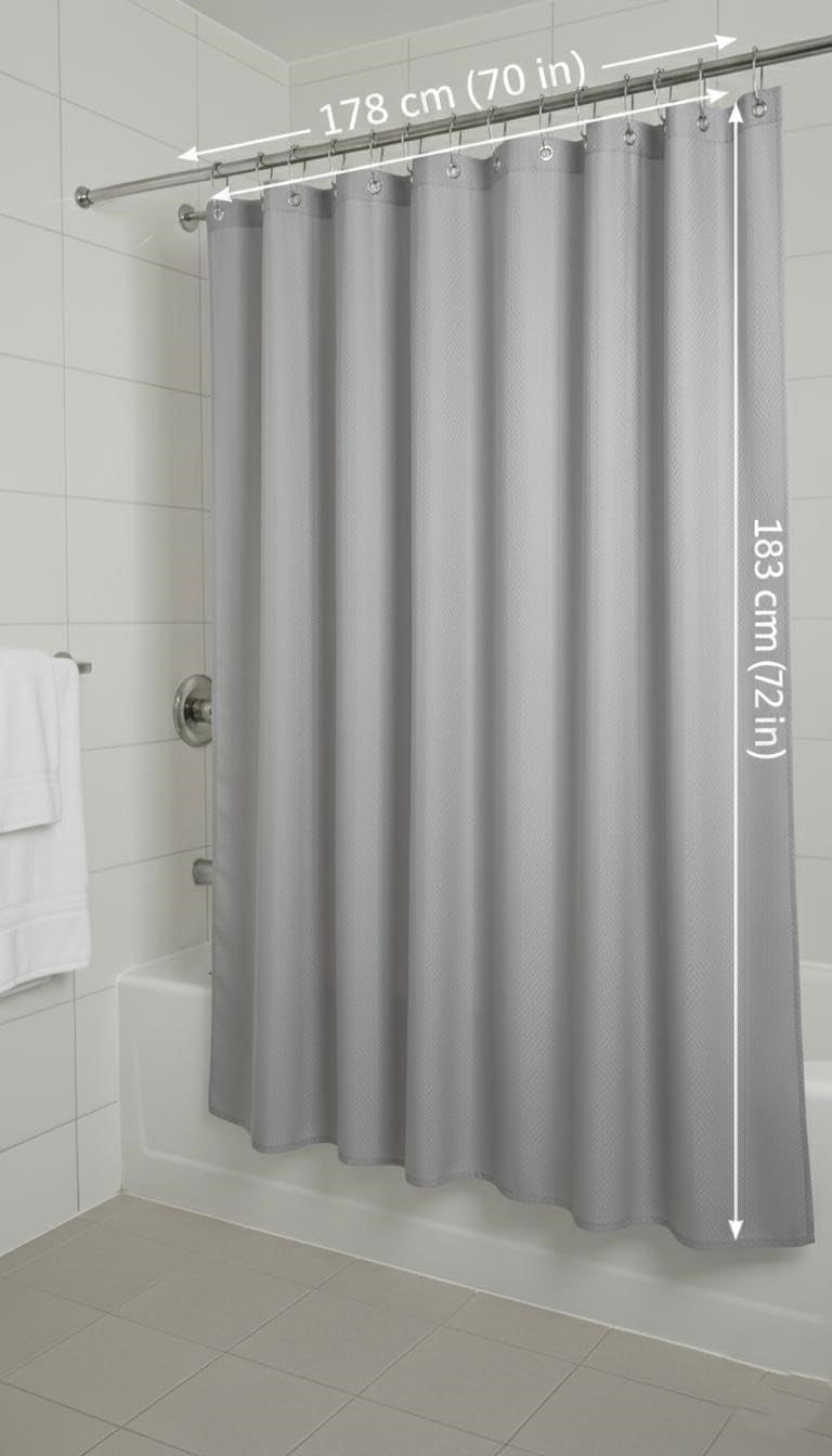 ProBytes Frosted HD-PEVA 178x183Cm Shower Curtain - 70x72 Inches, 12 Metal Designer Rail Hooks, Reinforced Eyelet Holes, Translucent