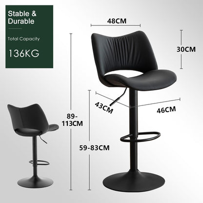 YOUNUOKE Single Bar Stool, Swivel Counter Height Barstool, Black