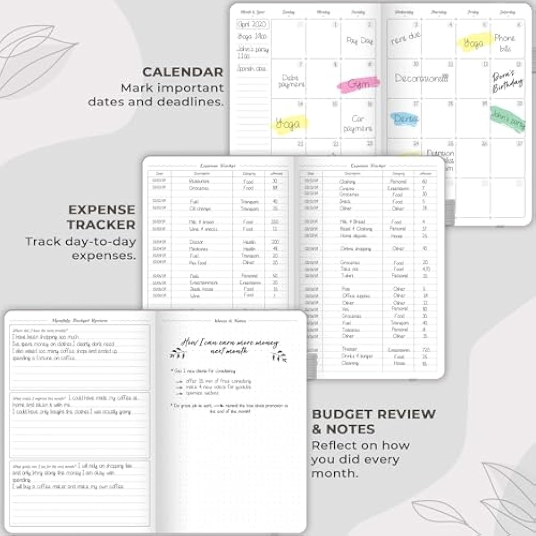 GoGirl Budget Planner – Monthly Financial Planner Organizer Budget Book. Expense Tracker Notebook Journal to Control Your Money. Undated – Start Any Time, 13.5x19cm, Lasts 1 Year – Grey