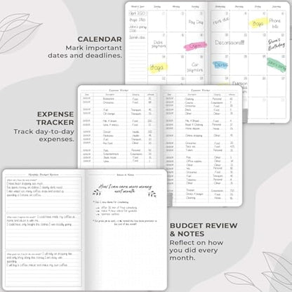 GoGirl Budget Planner – Monthly Financial Planner Organizer Budget Book. Expense Tracker Notebook Journal to Control Your Money. Undated – Start Any Time, 13.5x19cm, Lasts 1 Year – Grey