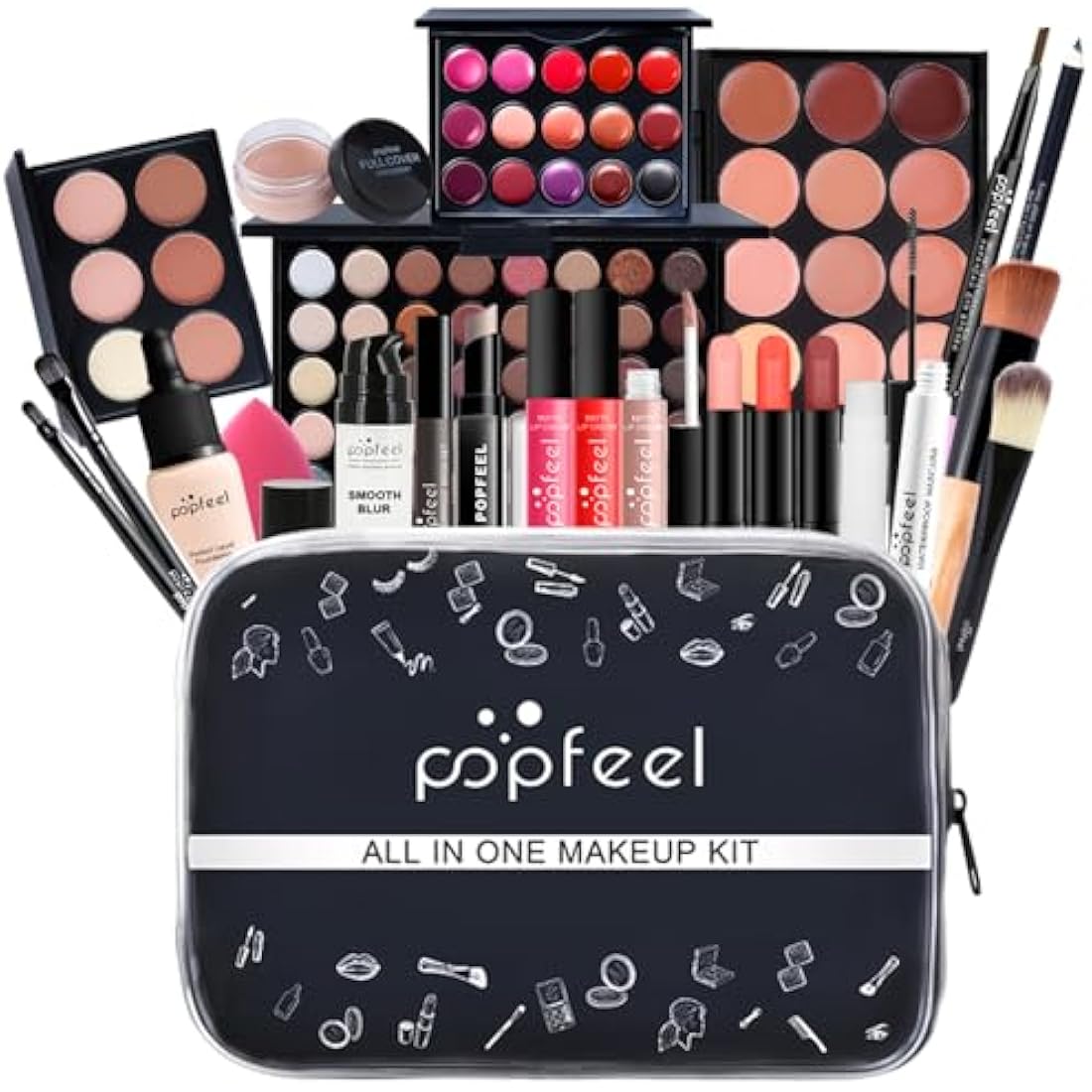 FantasyDay All-in-one Makeup Set Gift Surprise | Full Makeup Kit for Women Cosmetic Essential Starter Bundle Include Eyeshadow Palette Lipstick Blush Foundation Concealer Face Powder Lipgloss Brush