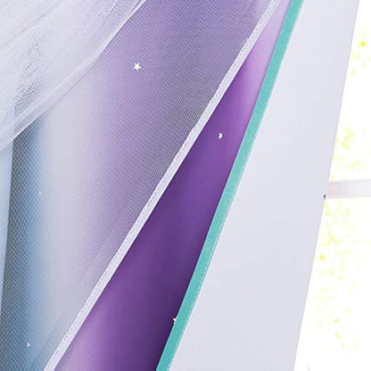 NICETOWN Star Blackout Curtains - Decorative Cut-Out Star Panels with Eyelets for Room Darkening, Kids' Room/Bedroom, 2 Panels, W52 x L54 Inch (132x137 cm), Purple, Blue