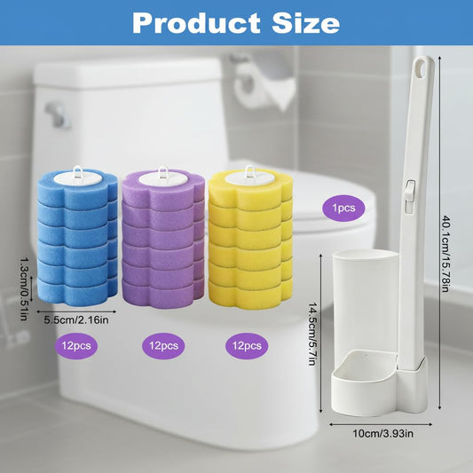 37 Pcs Toilet Brush Refills, Wall-Mounted Cleaner Set