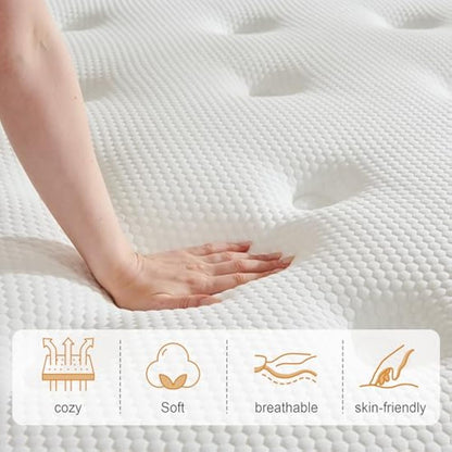 Sleremind Small Double Mattress | 7-Zone Hybrid Pocket Spring Medium-Firm Bed Mattress | Pressure Relief Technology & Cooling Gel Memory Foam(120×190×25cm)