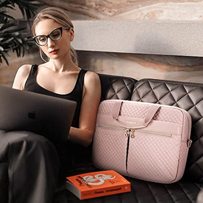 bagsmart 17.3 Inch Laptop Bag, Briefcase for Women Large Laptop Case Computer Bag Office Travel Business, Pink