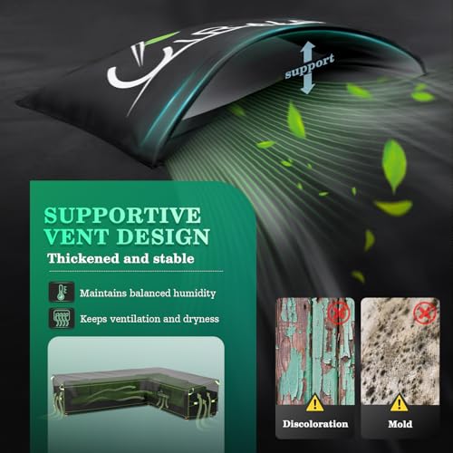 UIRWAY L-Shape Garden Furniture Cover Waterproof with Air Vent, 286x222x87cm Heavy Duty 420D Oxford Fabric Outdoor Rattan Corner Sofa Cover with