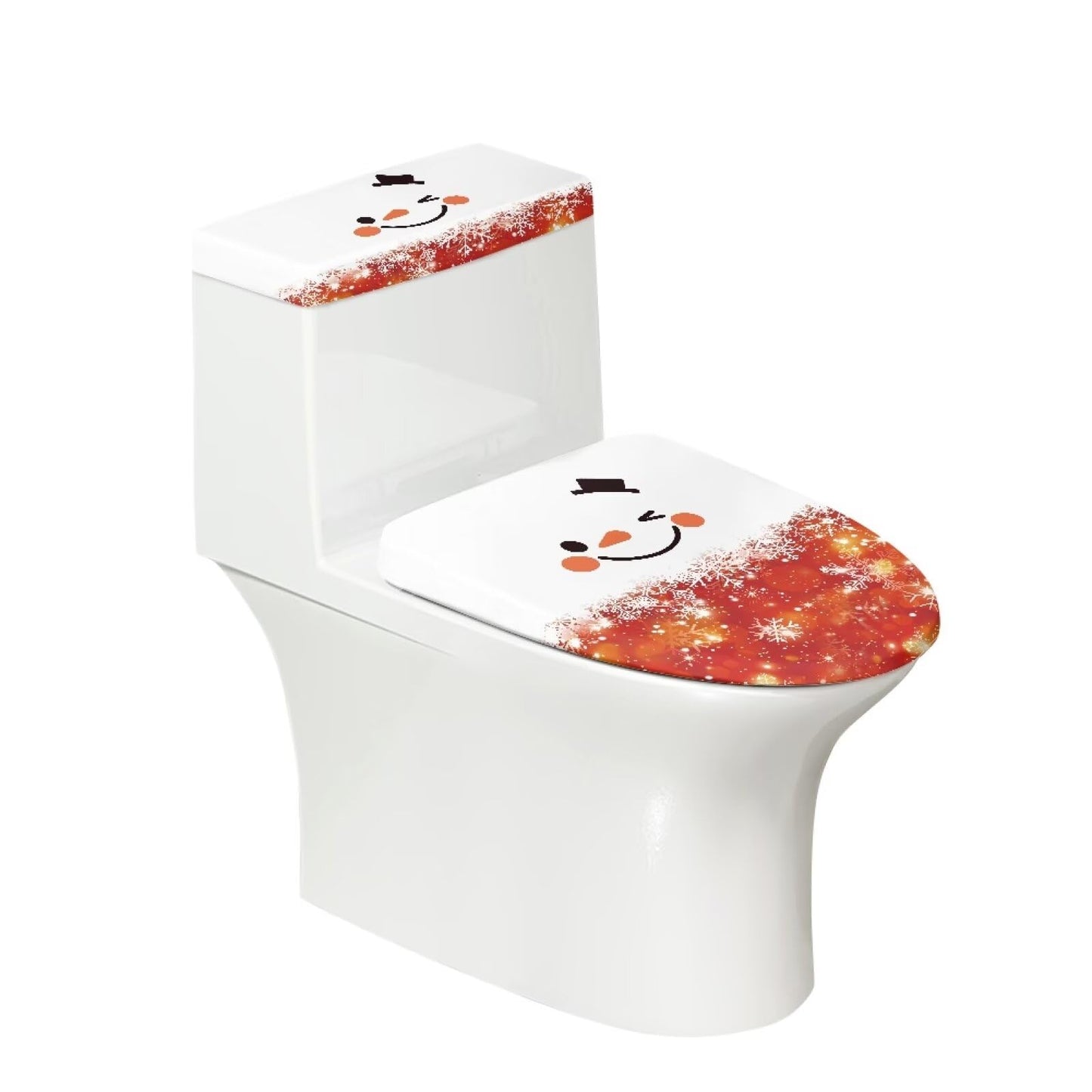 Biyejit Cute Snowman Toilet Lid Cover Set Non Slip Toilet Tank Protector with Elastic Edge Dustoproof Bathroom Essentials Universal Home Hotel