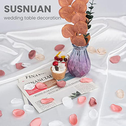 SUSNUAN 200Pcs Silk Rose Petals Artificial Flower Petals for Wedding Decor, Flower Girl Scatter Petals for Aisle Table Centerpieces Reception Proposal Party Romantic Night Decoration