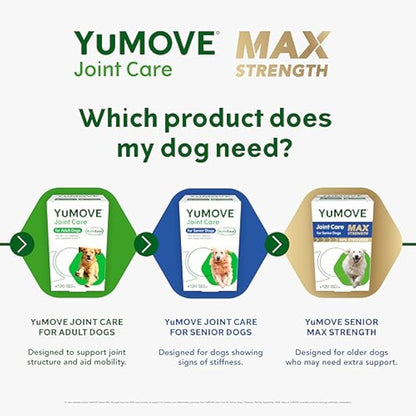 YuMOVE Max Strength Joint Supplement for Senior Dogs, Joint Care with Glucosamine, Chondroitin and Green Lipped Mussel, Age 8+, 120 Tablets