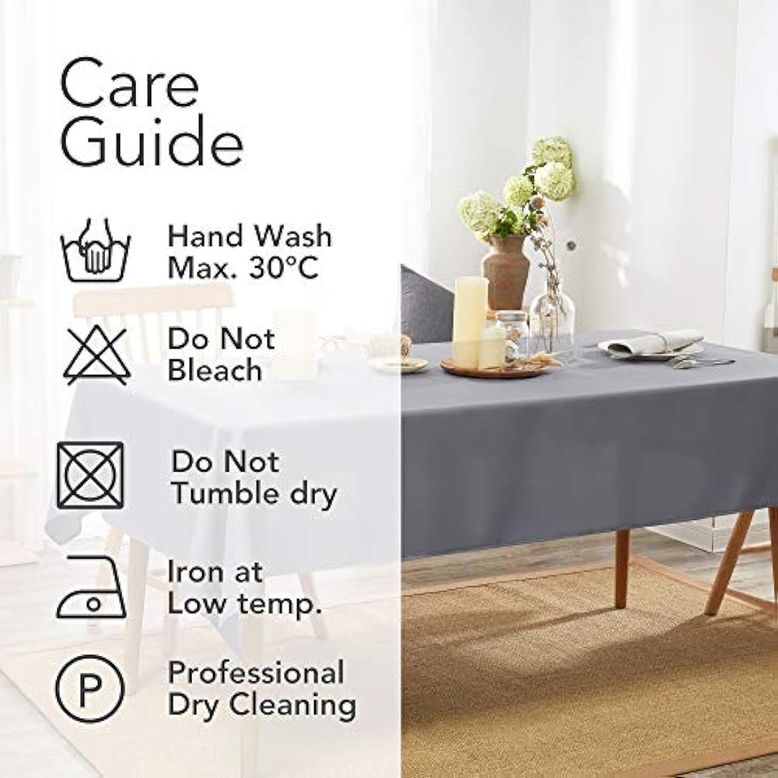 Deconovo Home Decorative Oxford Fabric Water Resistant Tablecloths Rectangular Tablecloth Wipe Clean Tablecloth for Garden Table 59x95in(150x240cm)