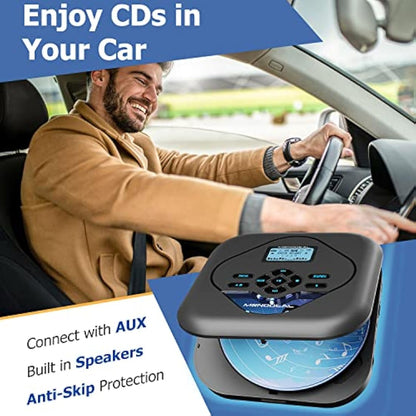 CD Player Portable with Speaker, 2023 MONODEAL Portable CD Player with Bluetooth, Built-in CD Burning Function, Rechargeable CD Player with Speakers, Personal CD Player for Car, Anti-Skip CD Player