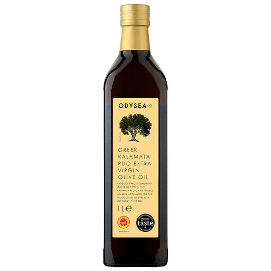 Odysea PDO Kalamata Extra Virgin Olive Oil, Glass Bottle (1 Litre)