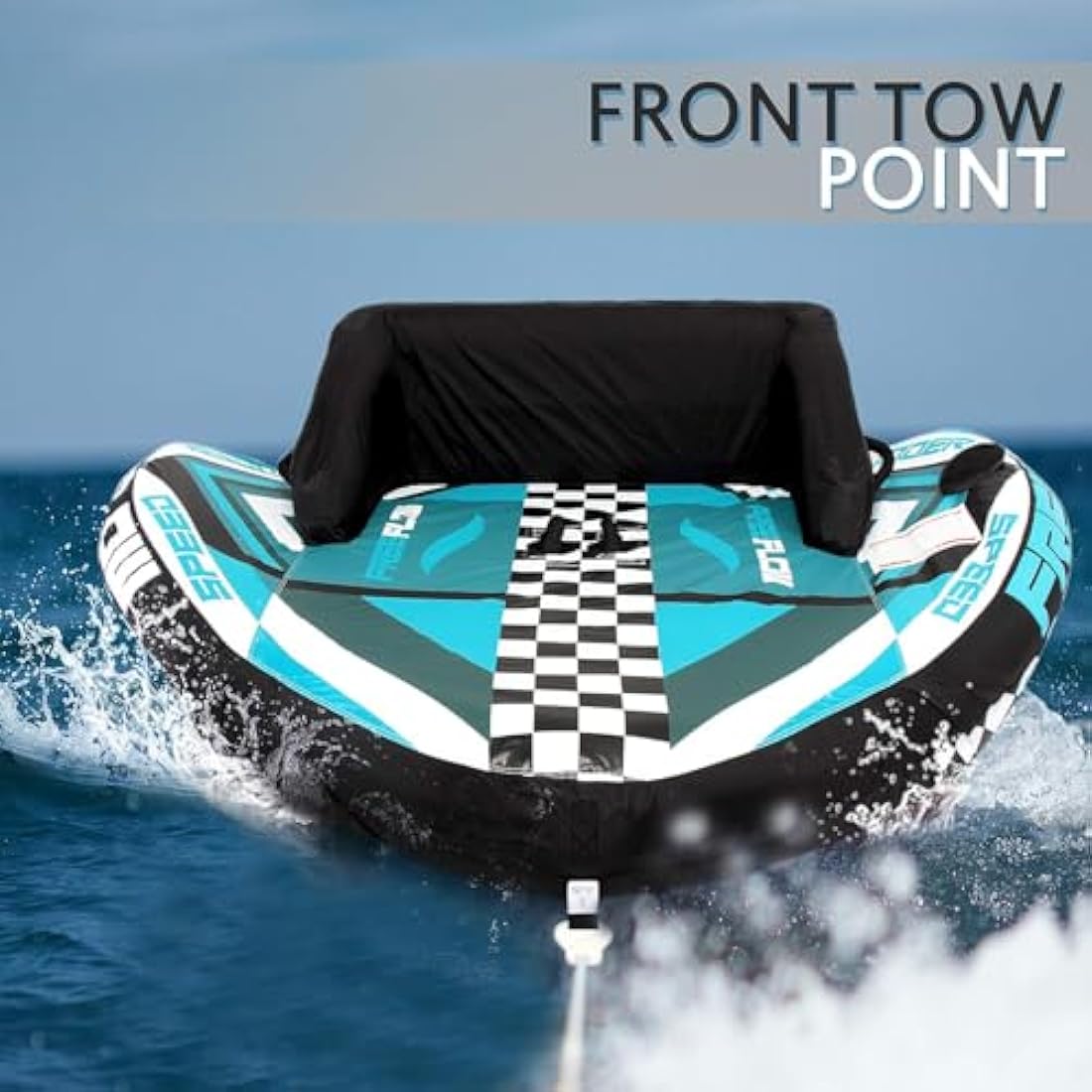 SereneLife Heavy-Duty Inflatable Towable Booster Tube, 1-2 Person Water Tube for Boating, Soft Foam Seats, Secure Grip Handles, Durable & Tear-Resistant Design- Perfect for Watersports & Lake Fun