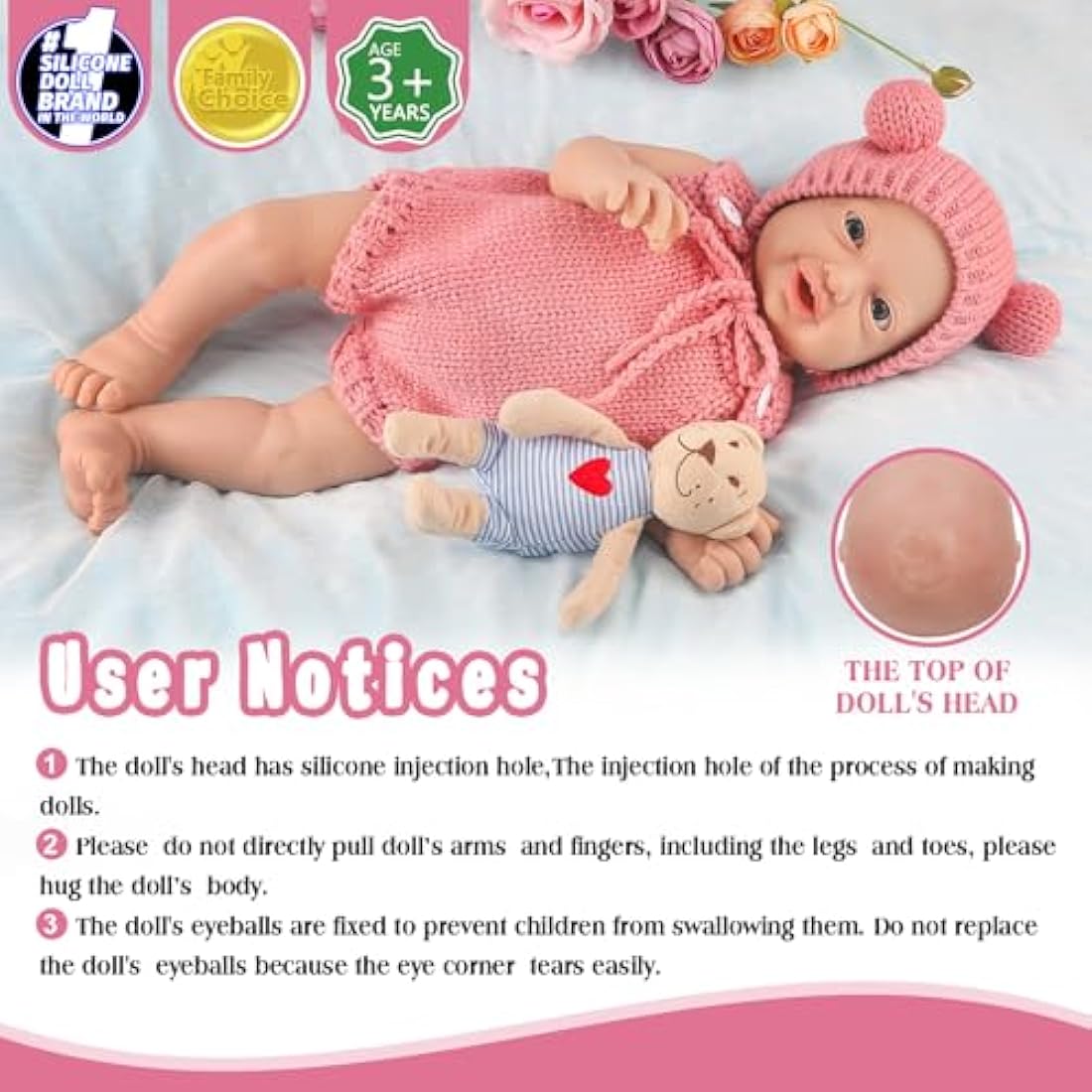 Vollence 12 inch Full Silicone Baby Dolls Anatomically Correct Lifelike Newborn Babies Stress Relief Stress Toys for Kid - Girl