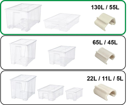 Locking Clips for IKEA Samla Box Boxes Rounded Compatible with Ikea-Samla Clips ... (Pack of 4, 55L/130L)