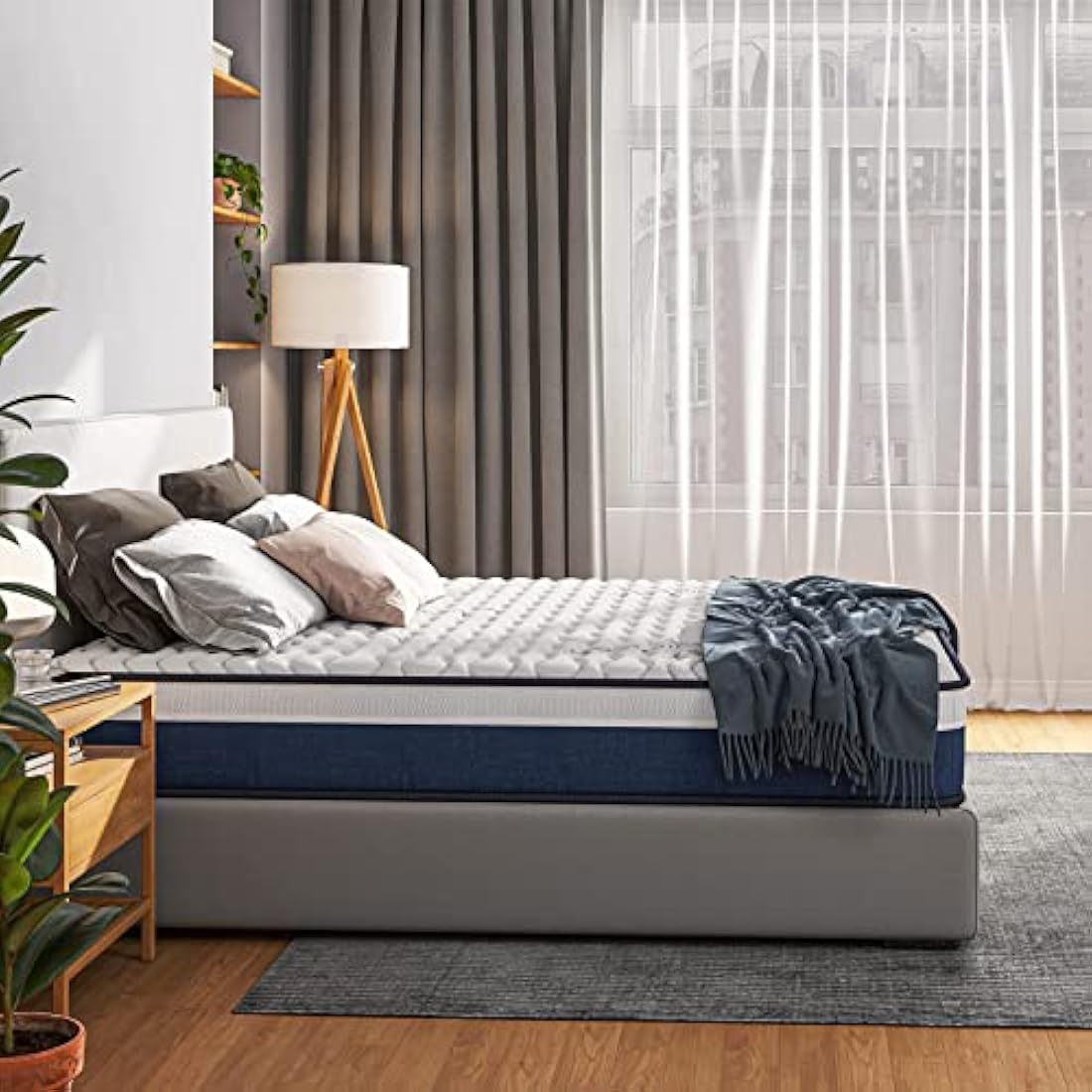 Vesgantti European Single Mattress, 10 Inch Hybrid Mattress with Breathable Memory Foam and Individual Pocket Spring-Medium Firm, 90x200x25cm