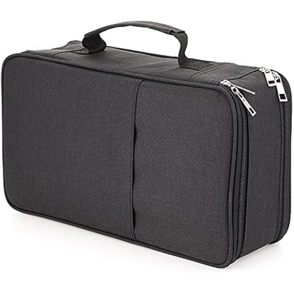 BSTKEY Pencil Case Wrap for Colored Pencils, Large Capacity 360 Slots Pencil Holder with Double Zipper Students School Office Pencil Pouch, Black (No Pencils)