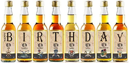Birthday Rum Tasting Set - Miniature Rum Selection Gift Set Perfect For Any Rum Lover - 40ml Glass Bottles - Made By IL GUSTO (Pack of 8)