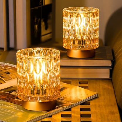 Premier Battery Operated Lamp, Bedside Lamps Set of 2 Timer, Cordless Table Lamp, Mini Battery Operated Lights, Decorative Table Lamps for Bedroom Living Room, Amber [Energy Class E]
