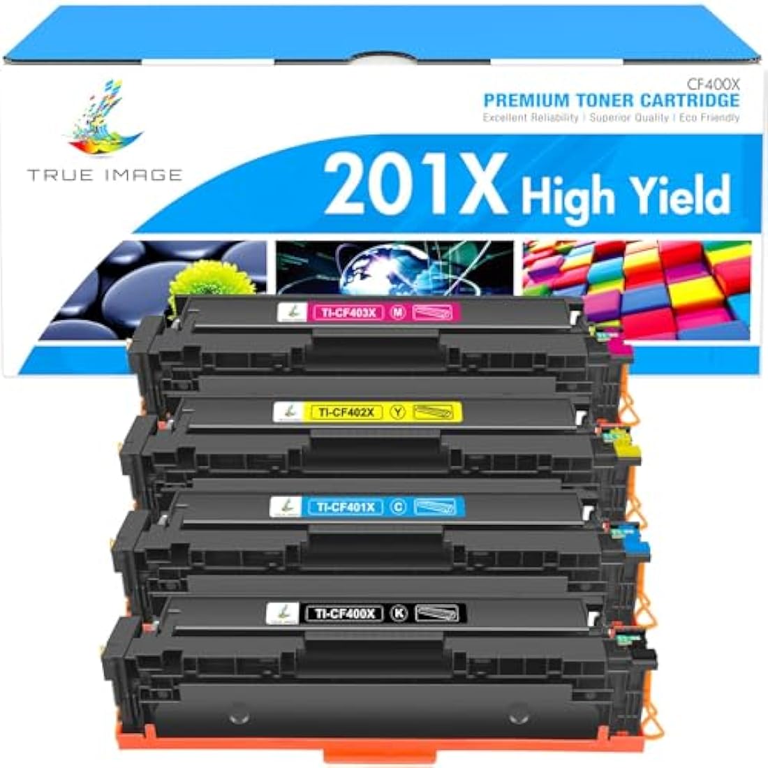 TRUE IMAGE Compatible for HP 201X 201A M277dw Toner Cartridge Replacement for Color LaserJet Pro MFP M252dw M252n M274n M277n M277c6 CF400X CF401X CF402X CF403X (Black,Cyan,Yellow,Magenta, 4-Pack)