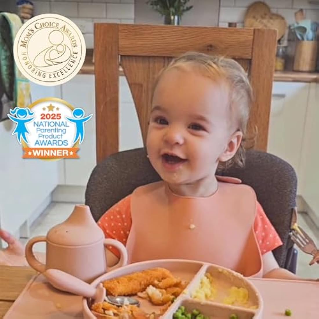 Moonkie Silicone Baby Sippy Cup 6+ Months with 2 Straws (Free Flow & Leak-Proof Valve) | 3 Stage Transition | Baby Water Bottle | BPA Free & Dishwasher Safe | 120ml(Ether)