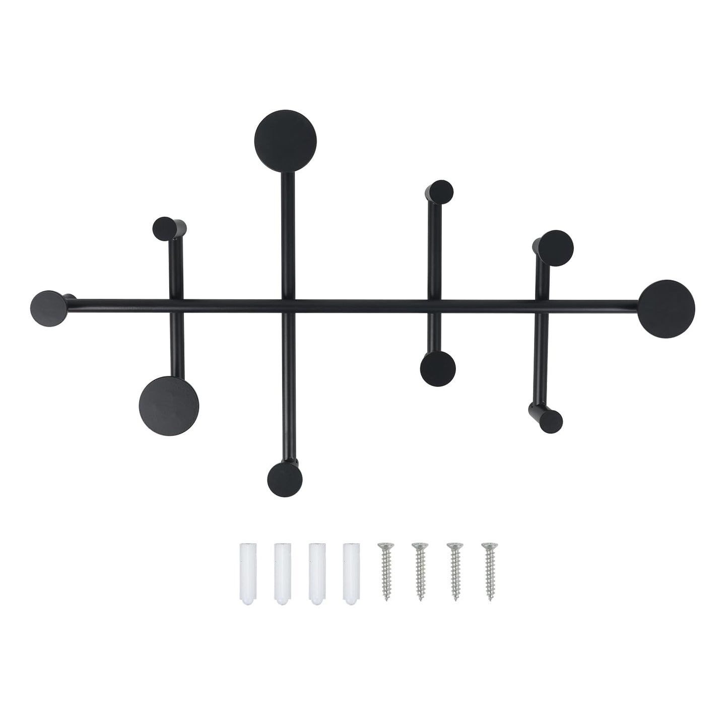 XLSBZ Coat Rack Shelf Wall Mounted,Modern Metal Coat Rack with 10 Hooks,Coat Hanger Wall Hooks for Clothe, Shats, Scarves (Black)