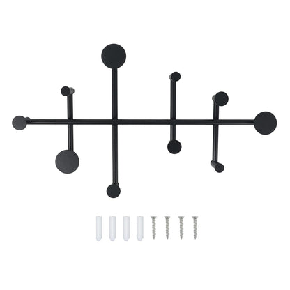XLSBZ Coat Rack Shelf Wall Mounted,Modern Metal Coat Rack with 10 Hooks,Coat Hanger Wall Hooks for Clothe, Shats, Scarves (Black)
