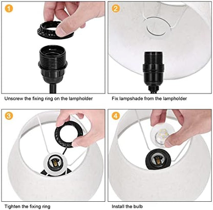 LIANTRAL Modern Bedside Lamps Set of 2, Small Desk Lamp with USB Charging Ports, Linen Fabric Shades & Metal Frame, Table Lamp for Bedroom, Living Room, Office - Creamy/Black