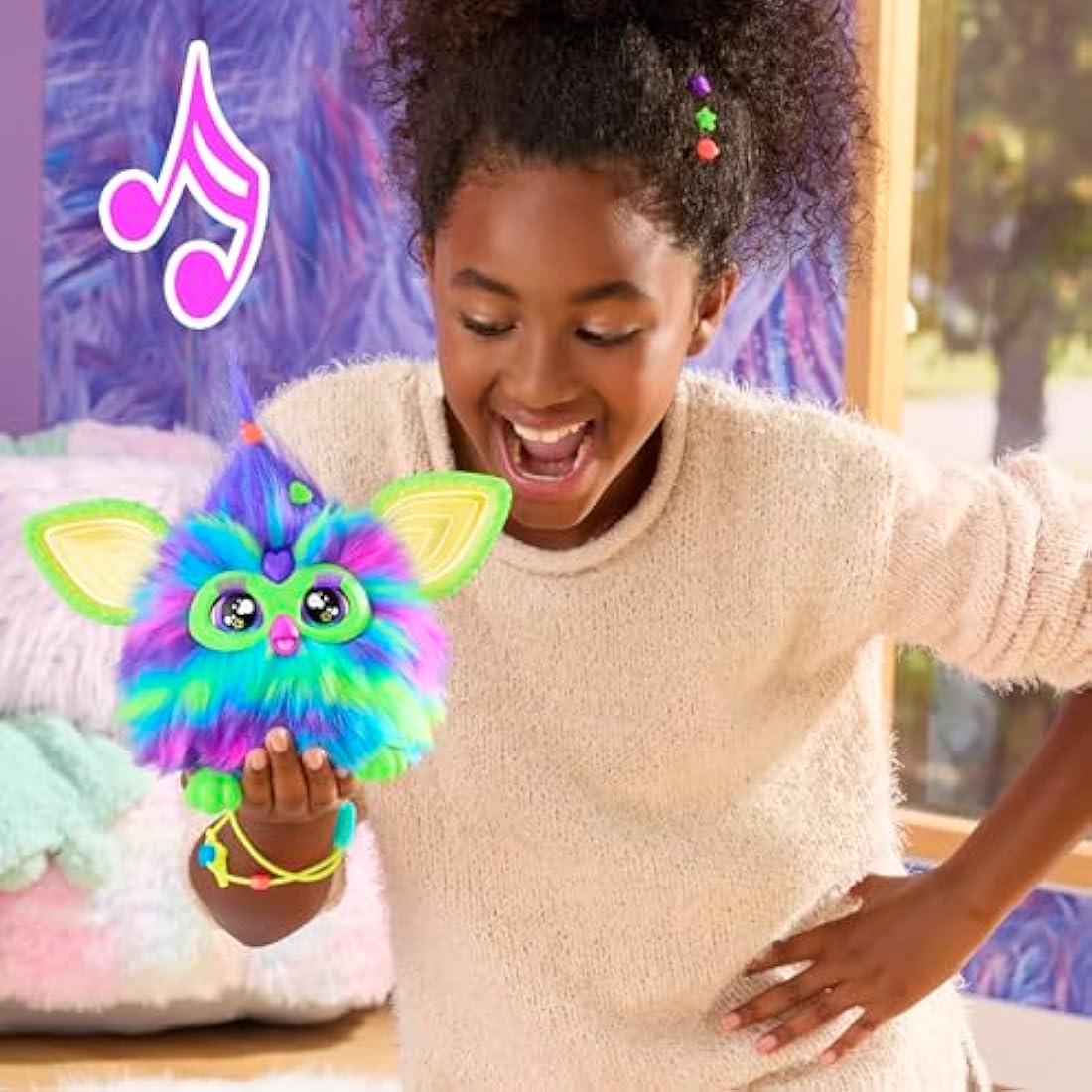 Hasbro Furby Galaxy Glow in the Dark Interactive Plush Toy Spanish Version