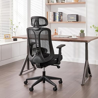 Magic Life Ergonomic Office Chair, Adjustable Home Desk Chair,Adjustable Lumbar Support with Thickened Cushion,3D Headrest & Comfortable Armrest Computer Chair