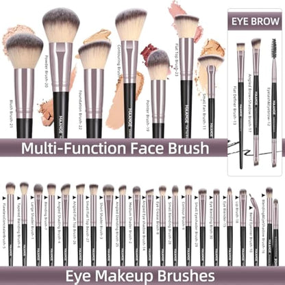 MAANGE Makeup Brushes, 51 Pcs Makeup Tool Set Multi-functional Makeup Brush Set Foundation Powder Blush Concealers Eyeshadows Make up Brushes(Black Gold)