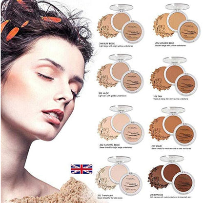 AQUAPURITY - PHOERA Sheer Matte Fixing Powder Makeup Base Fixer Setting Powder Foundation Fixing Compact Pressed Powder Long Lasting Make Up Fixer Skin Vitamin E Beauty Blender (201 Translucent)