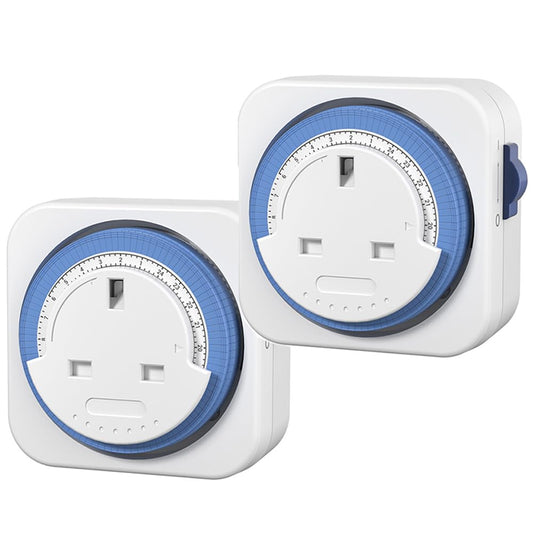 HBN 24 Hour Mechanical Timer Plug Socket UK,Indoor Plug-in Segment Plugs Timers Sockets,Energy Saving Light Switch for Home Security,Lights,Lamps and