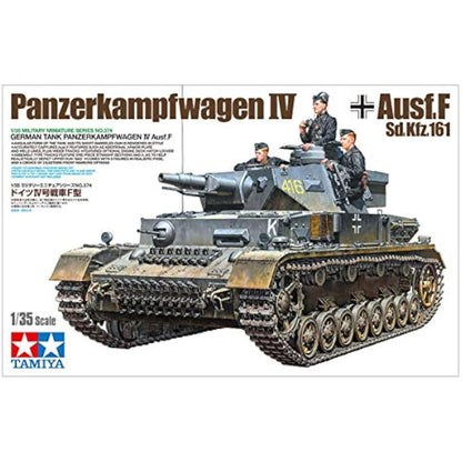 TAMIYA 35374-000 1:35 German Panzerkampfwagen IV Version F L24/75 mm, Model Kit, Plastic Kit, Assembly Kit, Detailed Replica, Unpainted, Grey