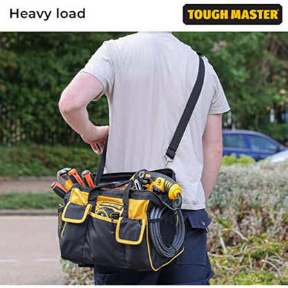Tool Bag 16" Inch Heavy Duty Large Nylon Smart Tool Storage Bag Organiser 8 Outer & 19 Inner Side Pockets with Removeable/Adjustable Shoulder Strap TOUGH MASTER