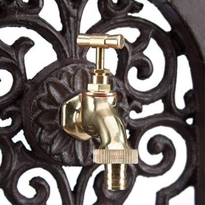 Relaxdays Free Standing Water Fountain, Antique-Style, Nostalgia, Garden, Patio, Faucet, Basin, HxWxD: 74 x 36 x 30 cm, Brown