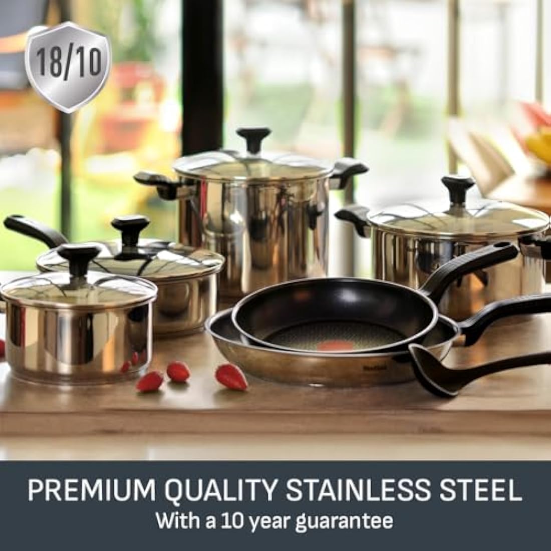 Tefal Comfort Max 20cm Stainless Steel Frying Pan – Durable Non-Stick Pan with Thermo-Spot Heat Indicator, Induction Compatible Base, Comfortable Grip Handle, Dishwasher, G7260244