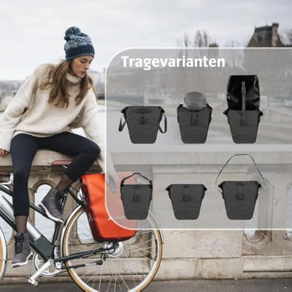 VAUDE Aqua Back Rear Pannier Bike Bag - Set of 2 - PVC- Tarpaulin Bike Panniers - Waterproof Pannier Bags with a 48 Litre Total Storage Volume