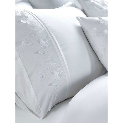 Rapport Home Luxury Embroidered Papillon Single Bedding White Duvet Cover Set