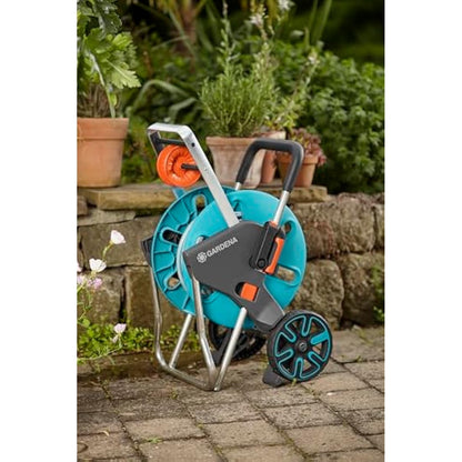 GARDENA CleverRoll M Easy Set: Hose cart with up to 20 m capacity, particularly stable, with a comfortable hose guide in a robust metal frame, drip device (18517-20) Multi-color