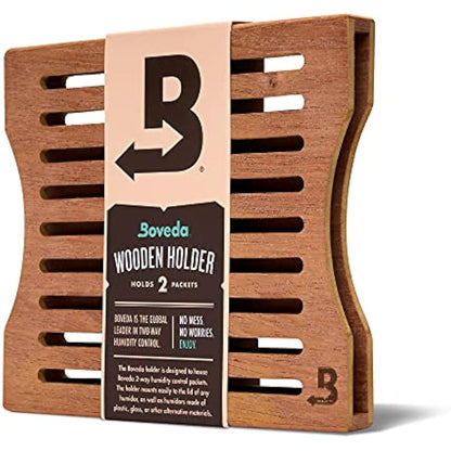 Boveda Cedar Wooden Humidity Pack Holder for Cigar Humidor - for Use with Two Size 60 Boveda Side-by-Side (Sold Separately) - Includes Magnetic and Removable Tape Mounting Kits – 1 Count