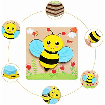 Afufu Wooden Jigsaw Puzzles for Toddlers 1 2 3 Years Old, Boys &Girls Educational Montessori Learning Toys Gift with 4 Animals Patterns, Bright Vibrant Color Shapes of Animal